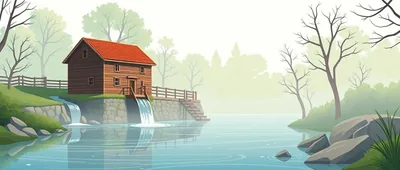 Illustration for: Six in the morning, mist on the water